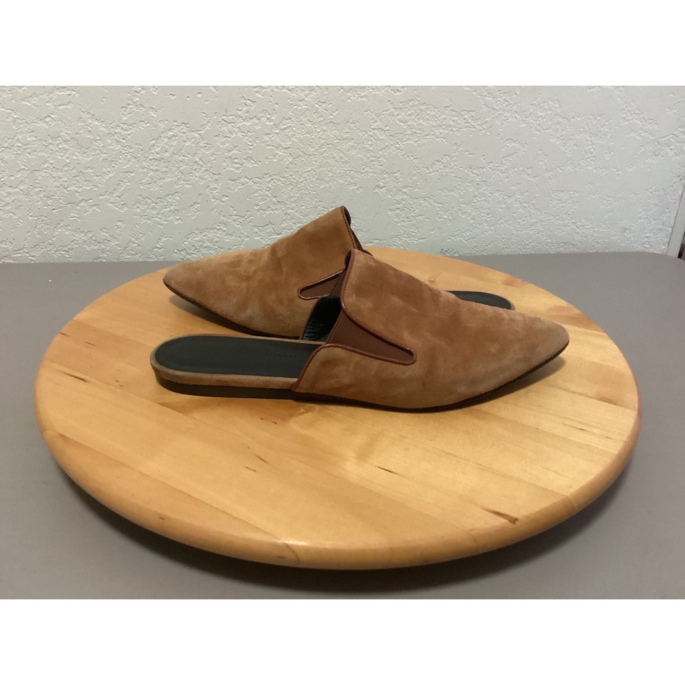 Jenni Kayne Suede Pointed Toe Mules‎ Saddle Flat Slip-On Shoes Women EU37 US 6.5